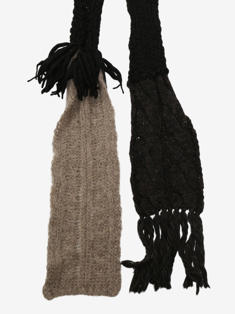 Y'S - Women Slub×Mohair Combi Patched Knitted Scarf