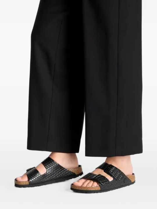 Black sandals, front view