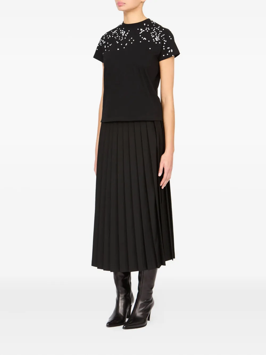 Black t-shirt. full body view