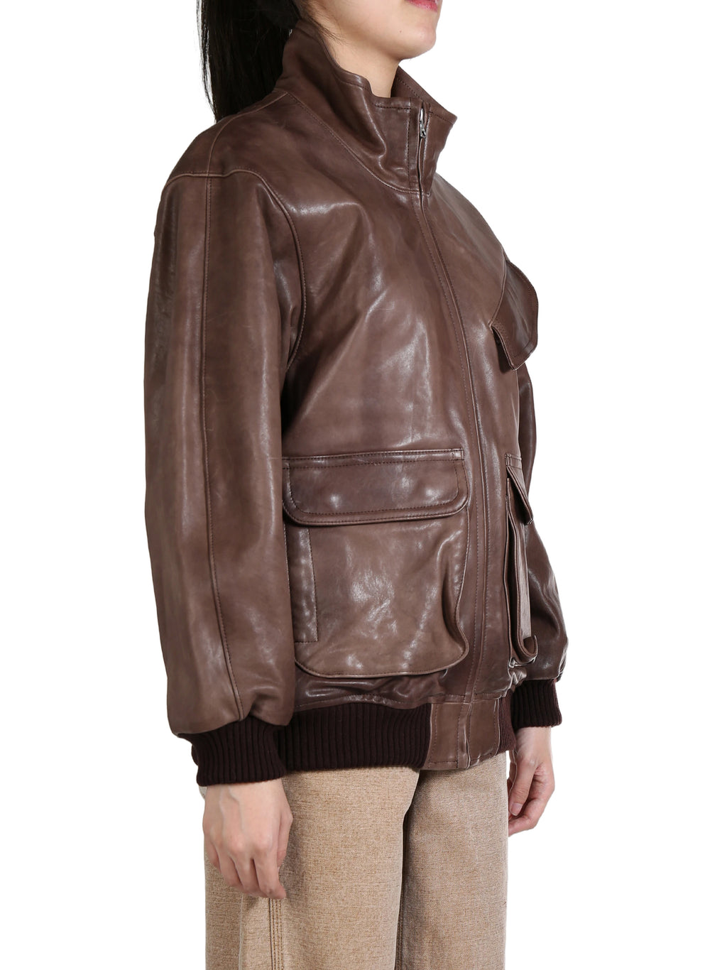 AURALEE - Women Heavy Lamb Leather Zip Blouson