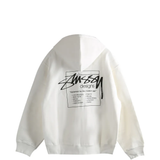 white hoodie, back view