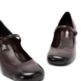 Brown heels, front view