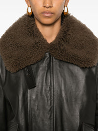 LEMAIRE - Women Leather Blouson With Shearling Collar