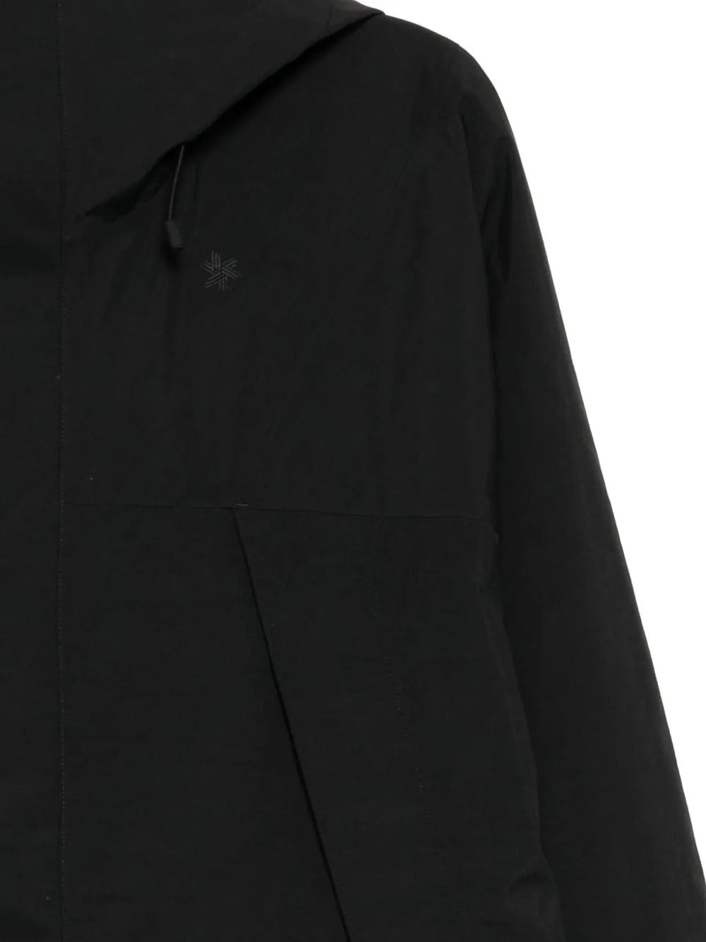 Close up of black jackets, showing texture of the nylon fabric
