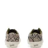 Tan shoes, back view