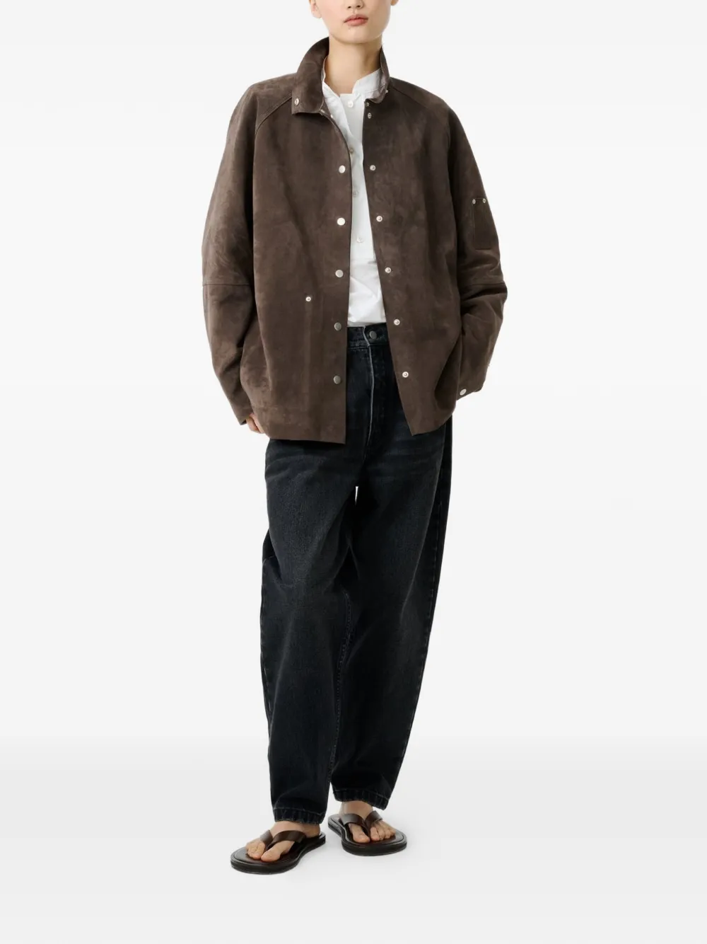 Brown jacket, full body view