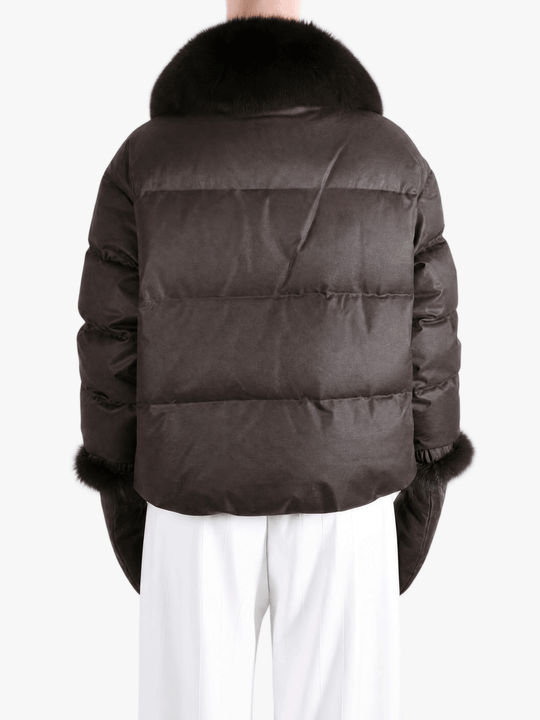 Brown jacket, full body view