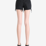 Black shorts, full body view