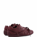 Burgundy shoes, side view
