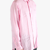 Pink shirt worn by a person, showing the shirt's fit