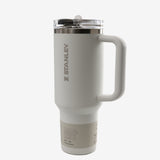 tan tumbler, front view