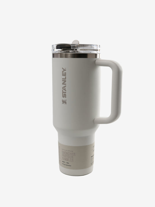 tan tumbler, front view