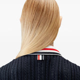 THOM BROWNE - Women V Neck Elongated RWB Stripe Cardigan