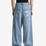 Blue pants, full body view