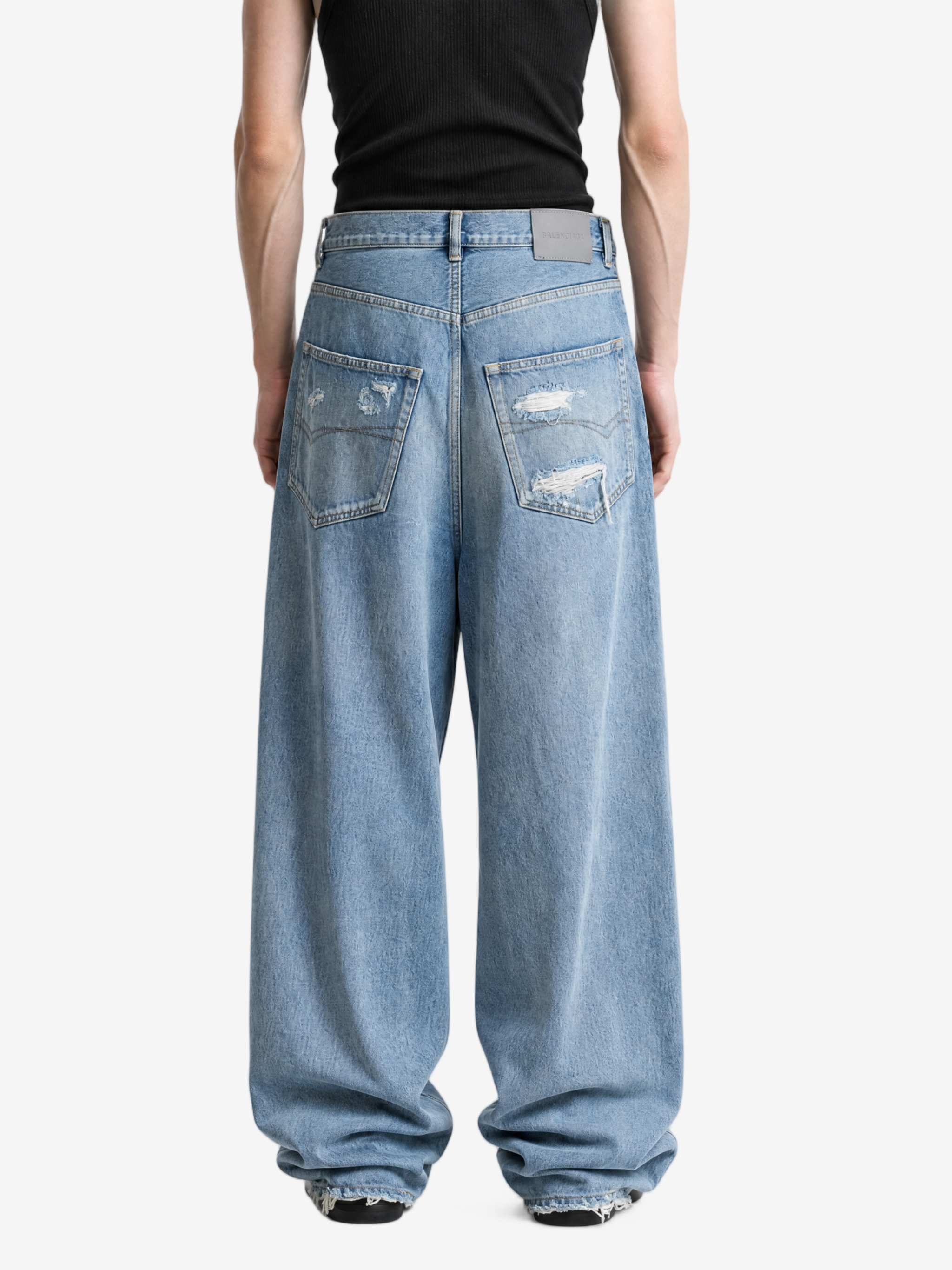 Blue pants, full body view