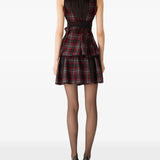 Red skirt, full body view