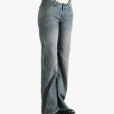 Blue jeans worn by a person,showing the jeans fit