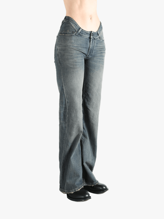 Blue jeans worn by a person,showing the jeans fit