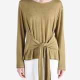 Tan top worn by a person, showing the top fit