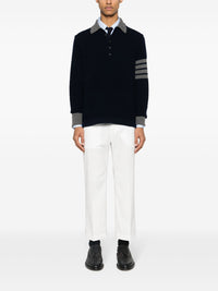 THOM BROWNE - Men Textured Rugby Stripe LS Polo