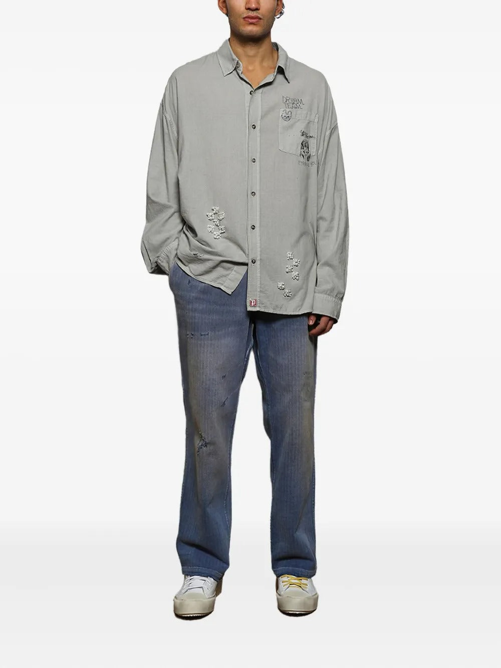 Grey shirts full body view