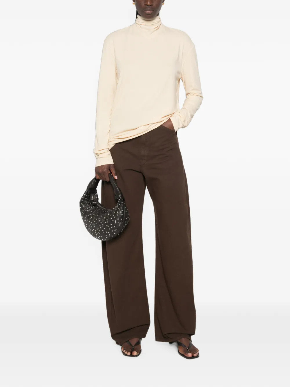Brown pants, full body view