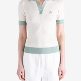 Tan shirt, full body view