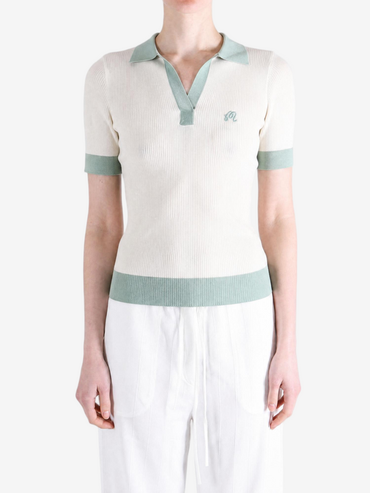 Tan shirt, full body view