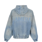 Blue sweats-hoodies, back view