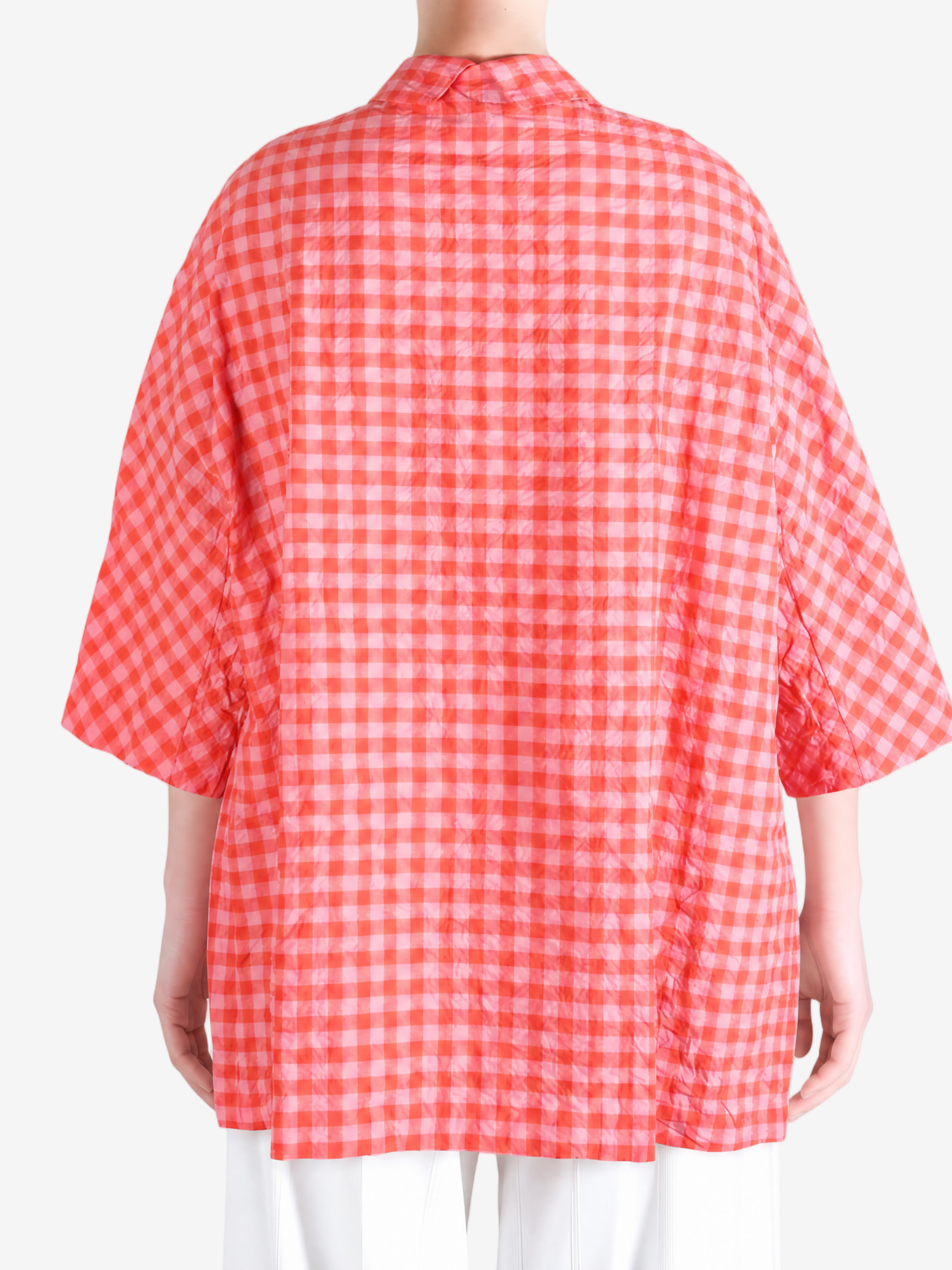 Red jacket, full body view
