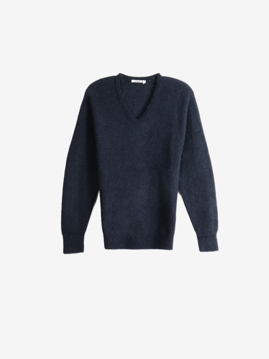 Navy top, front view