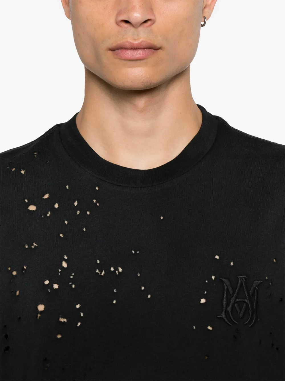 Close up of Black t-shirt, showing texture of the cotton fabric