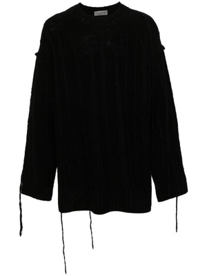 YOHJI YAMAMOTO POUR HOMME - Men String Switching Round Neck Sweater