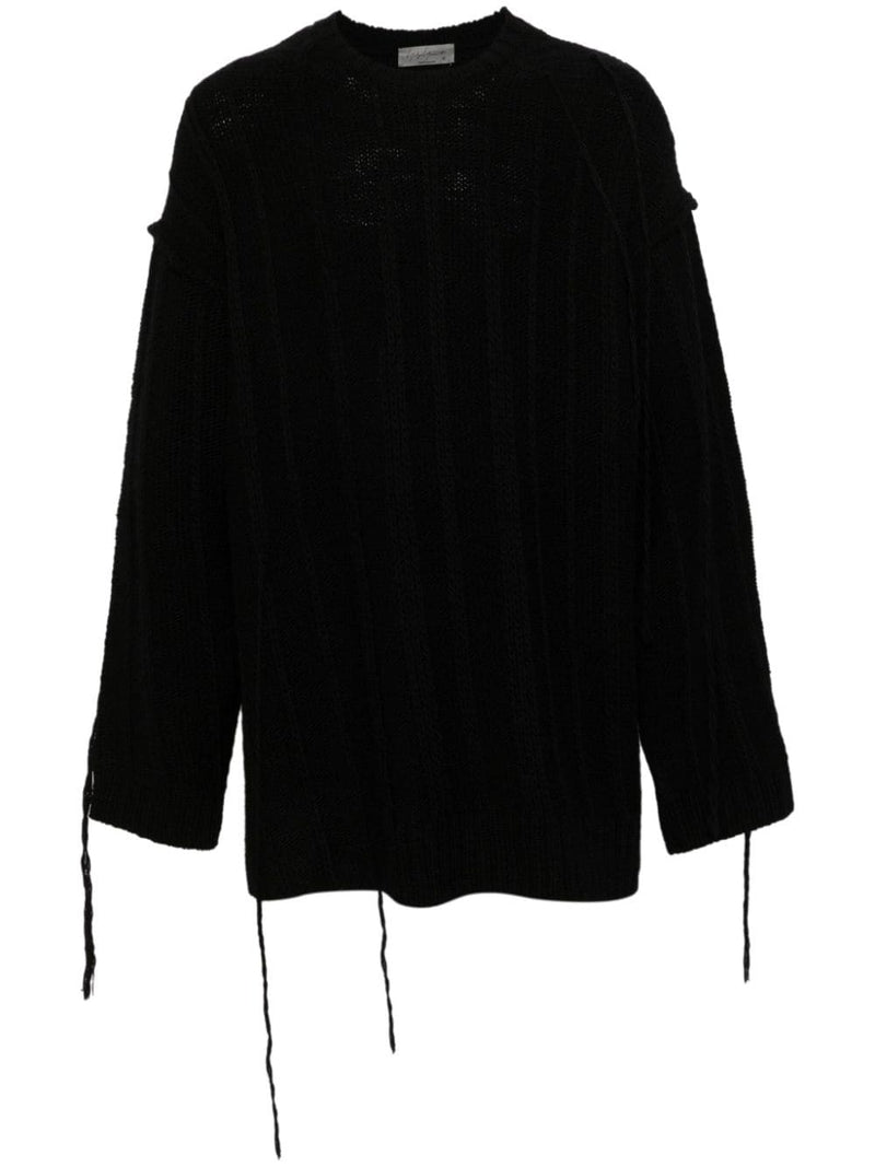 YOHJI YAMAMOTO POUR HOMME - Men String Switching Round Neck Sweater