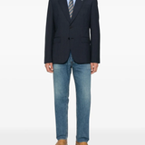 Blue pants, full body view