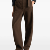 Brown pants worn by a person, showing the pants fit