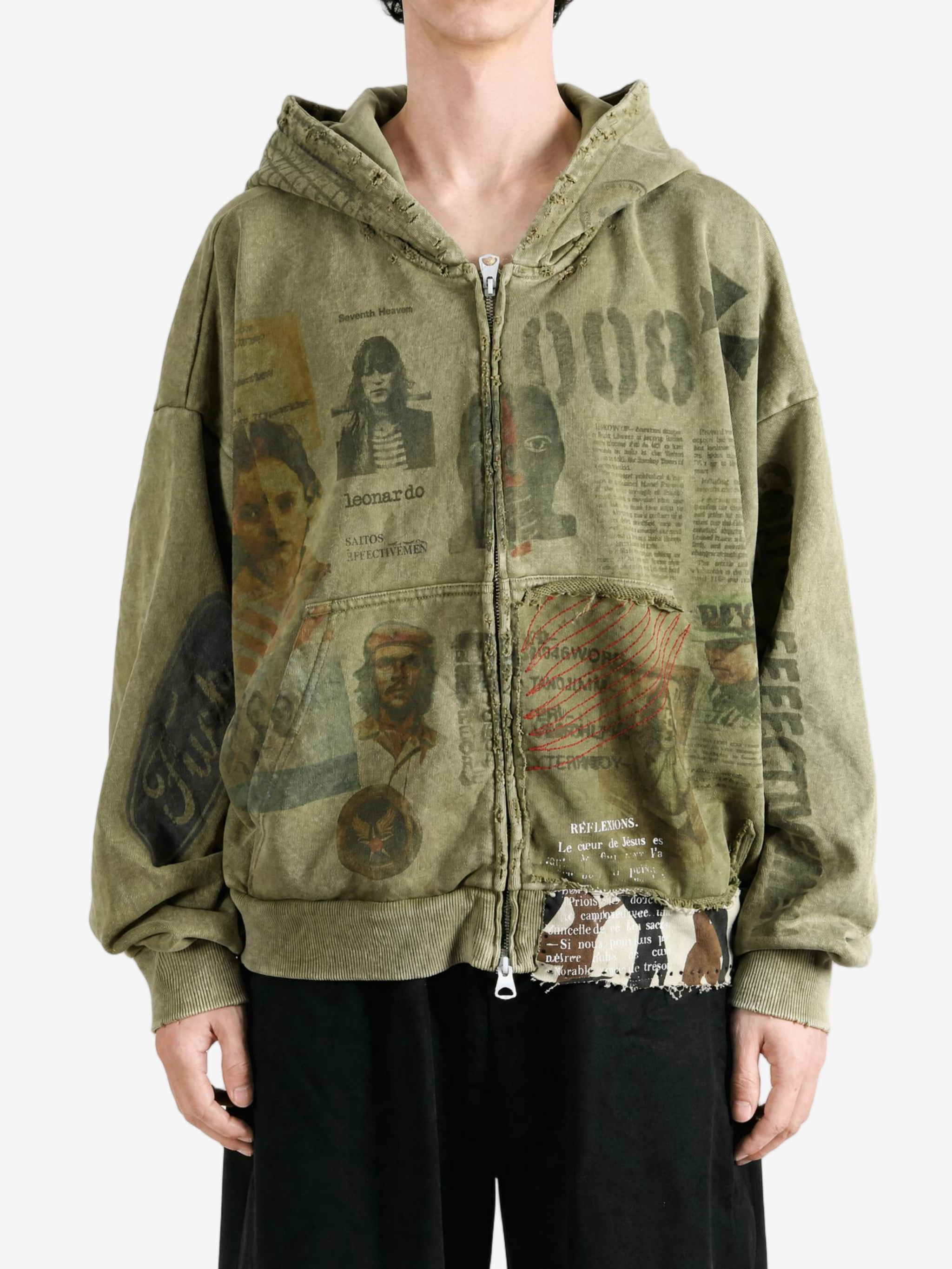 Green hoodie, full body view