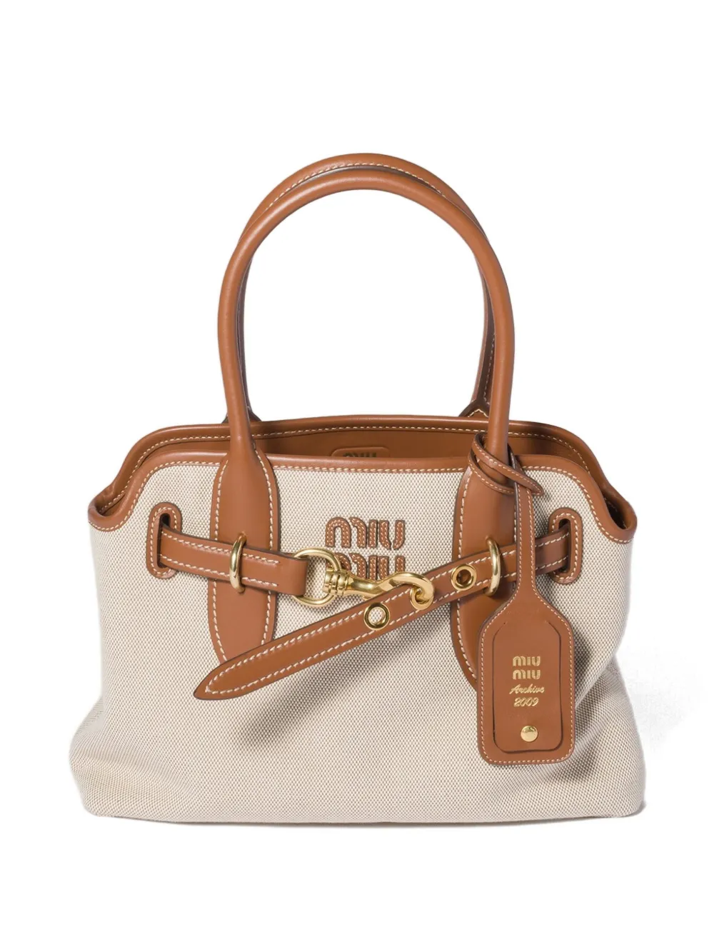 Tan bag, front view