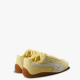 Yellow sneakers, back view