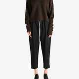 Brown knitwear, full body view