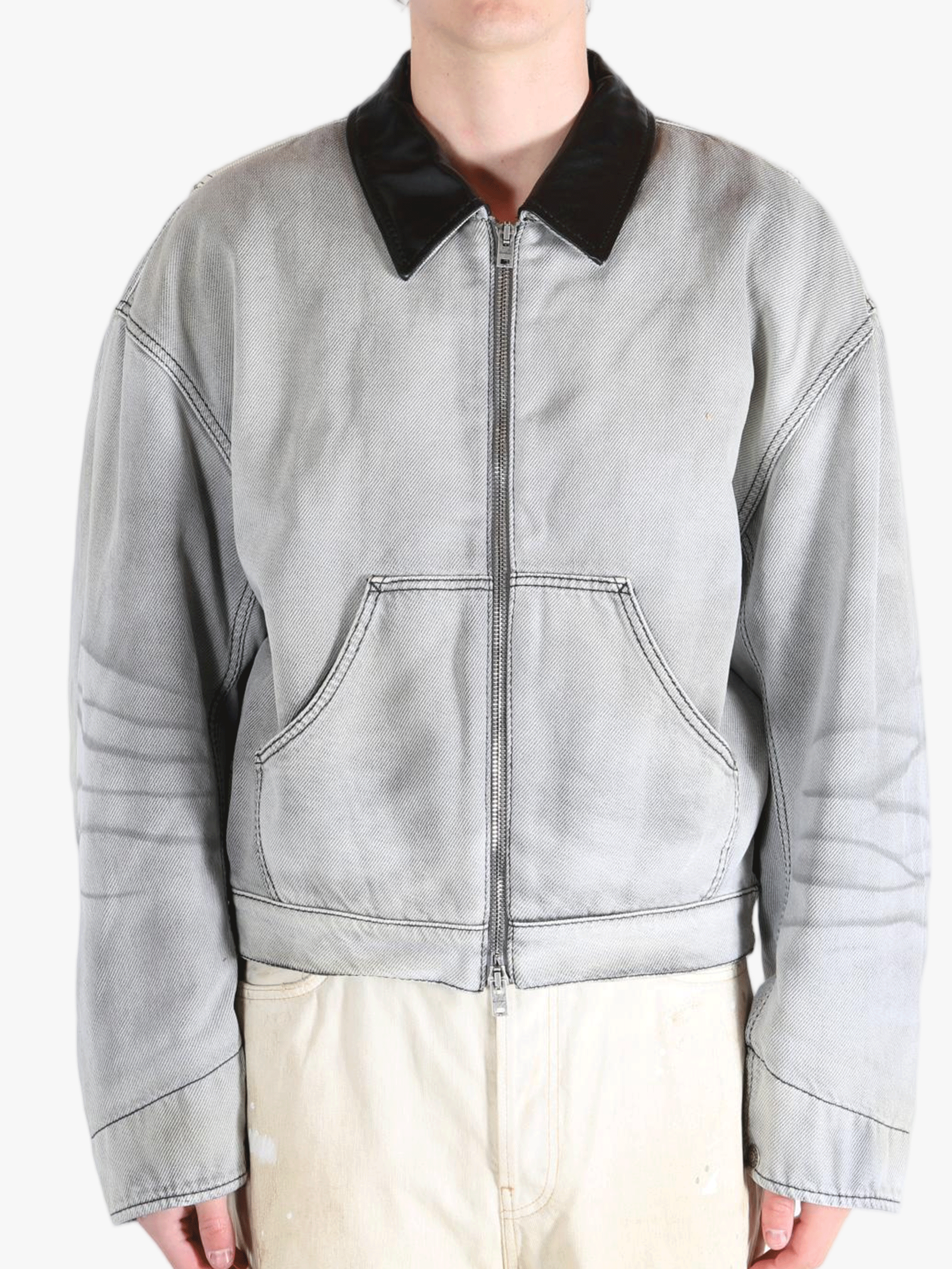 White jackets worn by a person, showing the jackets fit