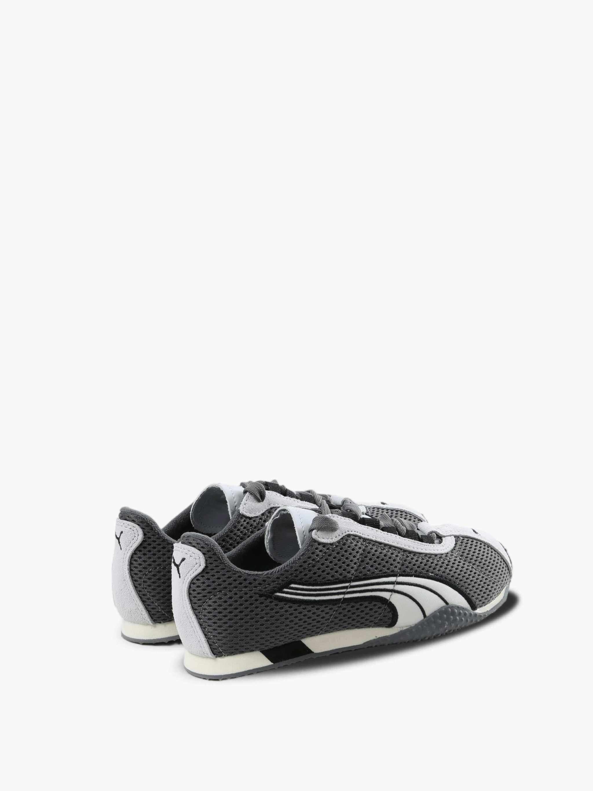 Grey sneakers, back view