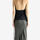 Black top worn by a person, showing the top's fit