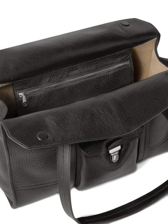 Close up of black bag, showing texture of the Calf Suede fabric