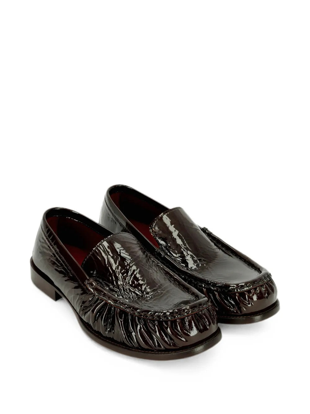 Burgundy shoes, front view