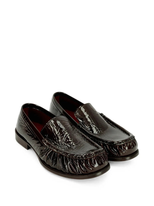 Burgundy shoes, front view