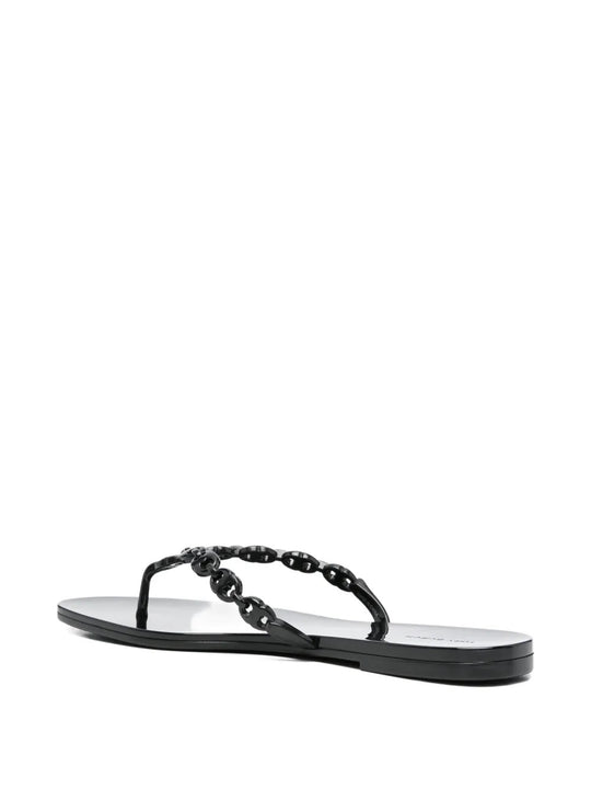 Black sandals, back view
