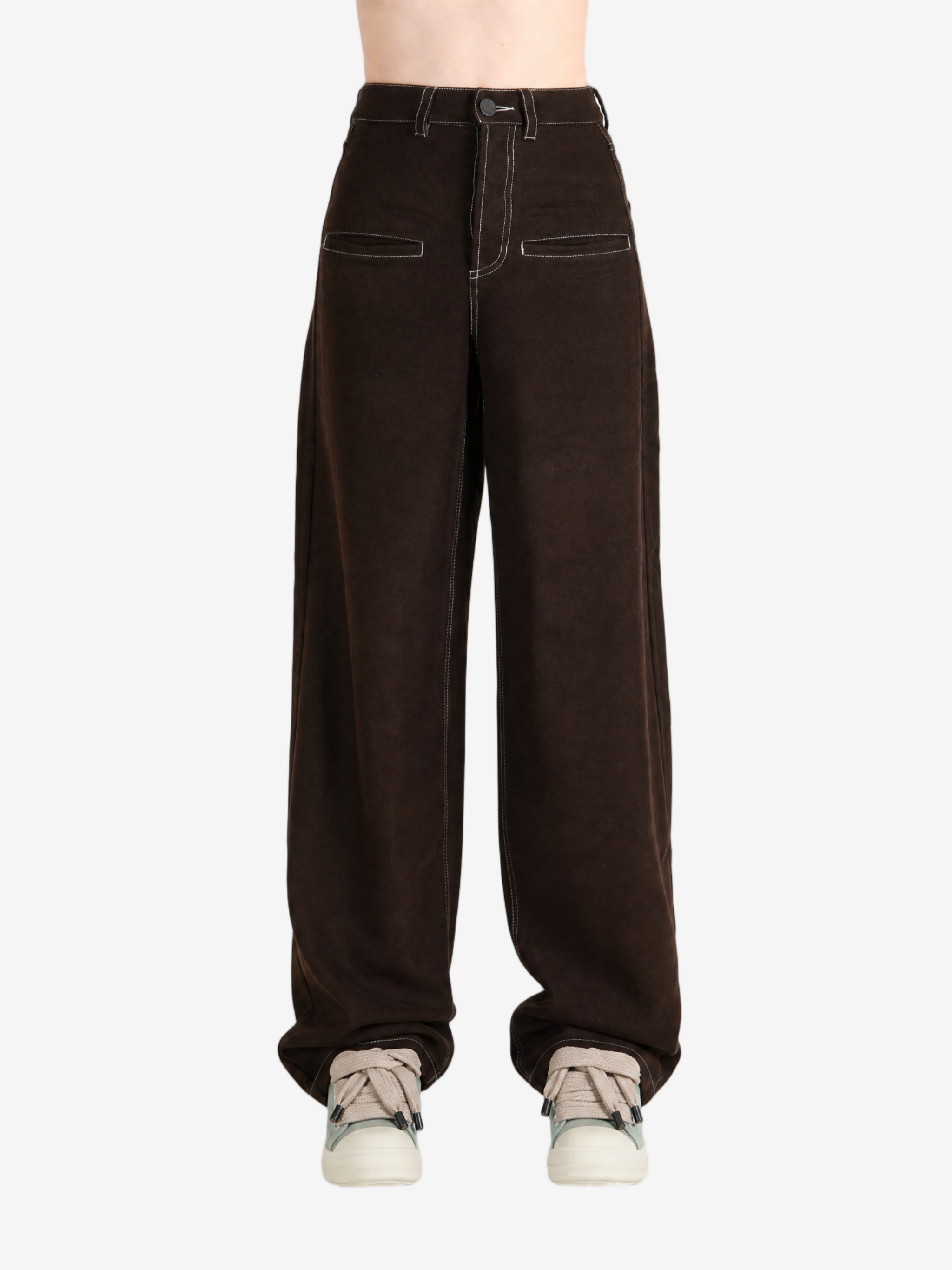 Brown pants, full body view