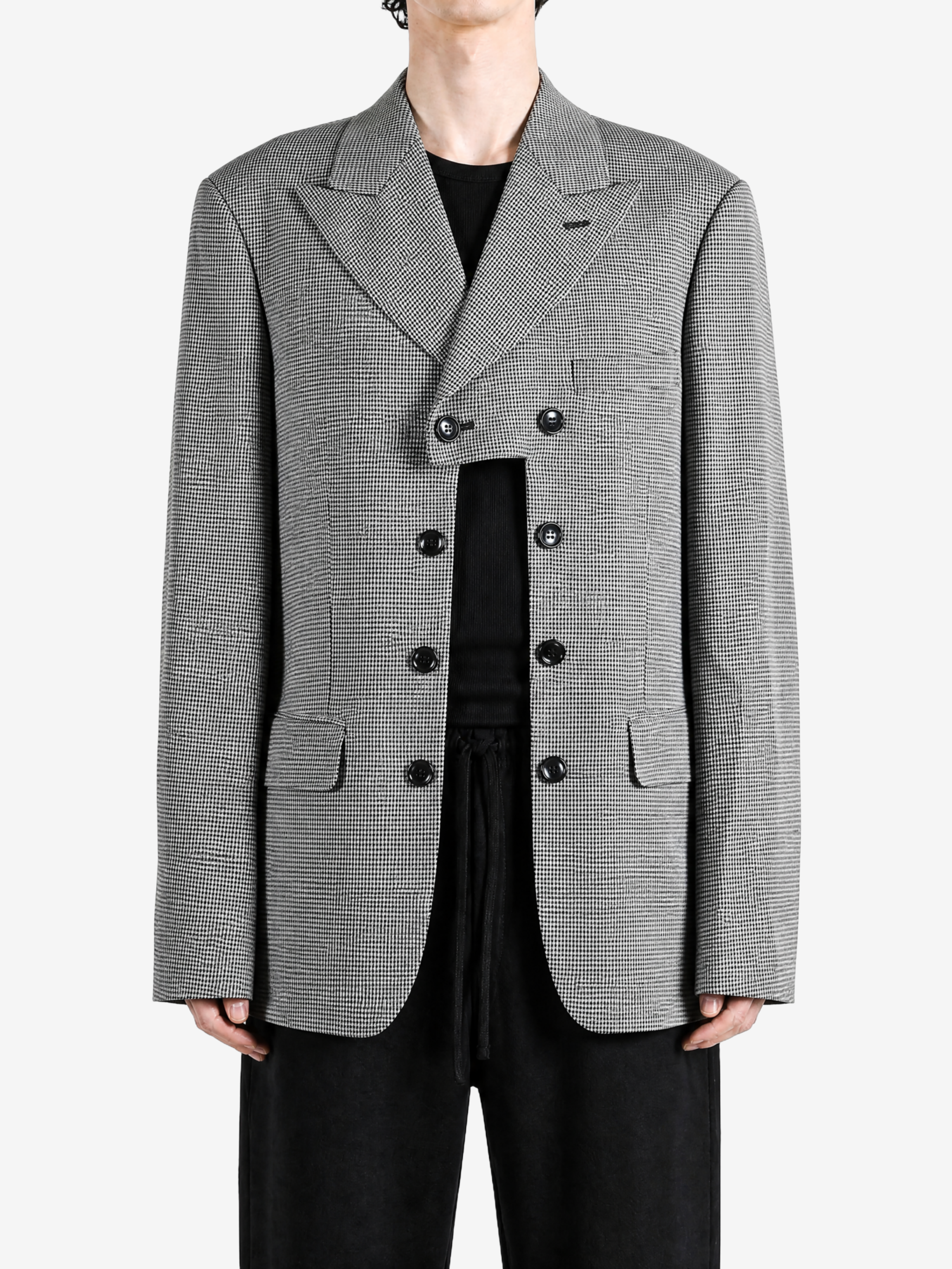 Grey jacket, full body view