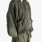 Green jackets worn by a person, showing the jackets fit